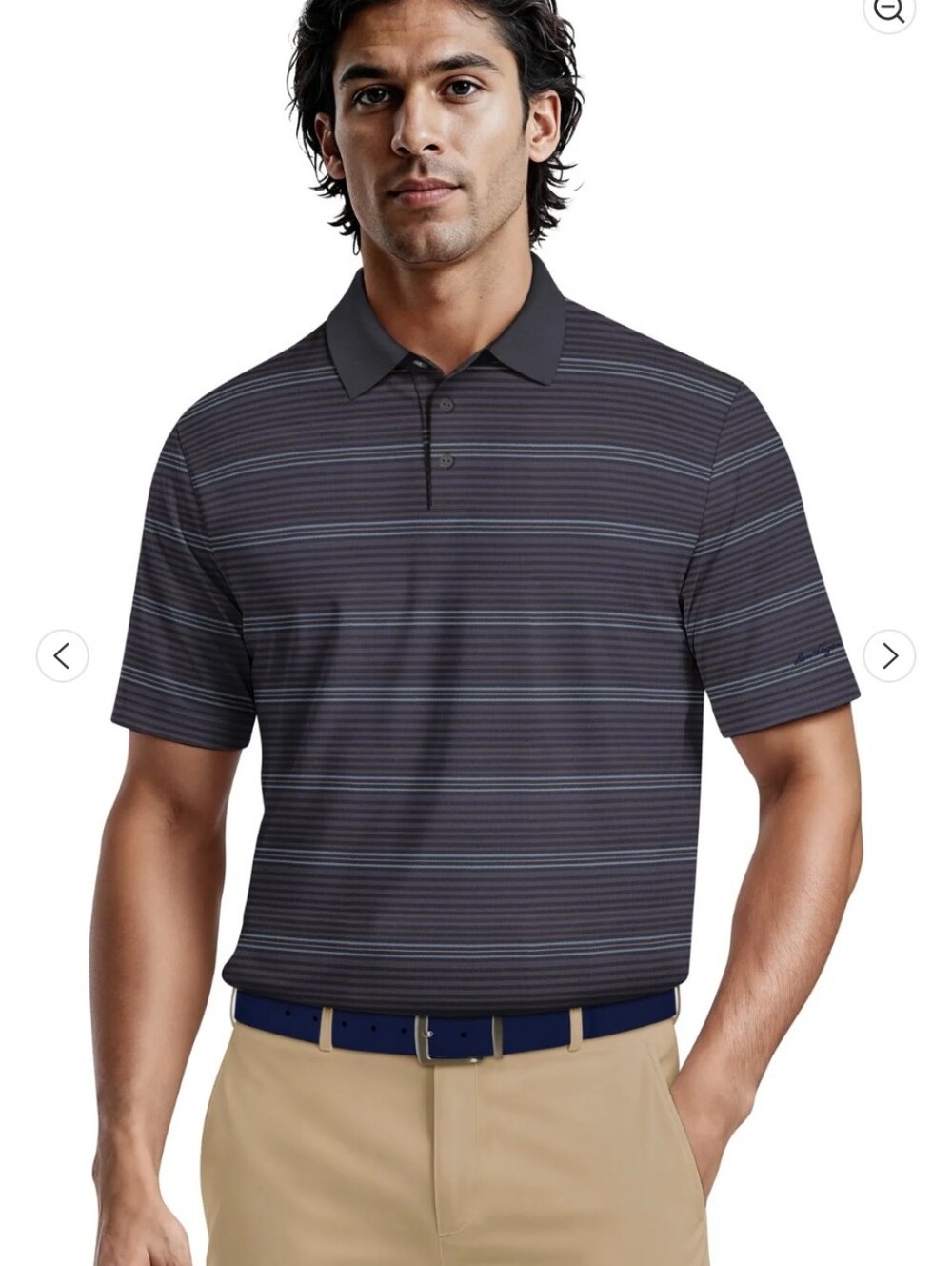 Hogan Blue, Turquoise and Gray Striped Performance Polo XL